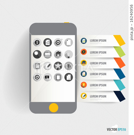 Infographic design template. Touchscreen device with colorful in 16240956