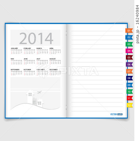 2014 calendar on notebook paper, June. Vector illustration. 2014 calendar on notebook paper, June. Vector illustration. 16240984