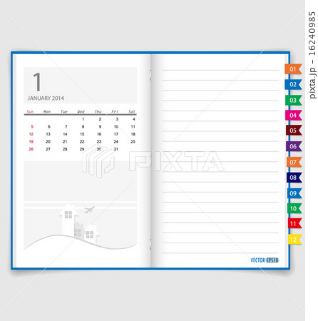 2014 calendar on notebook paper, January. Vector illustration. 2014 calendar on notebook paper, January. Vector illustration. 16240985