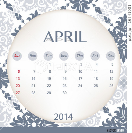 2014 calendar, vintage calendar template for April. Vector illus 2014 calendar, vintage calendar template for April. Vector illus 16241001