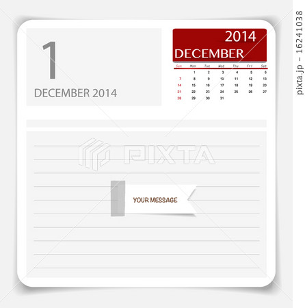 Simple 2014 calendar, December. Vector illustration. 16241038