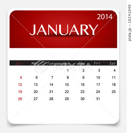 Simple 2014 calendar, January. Vector illustration. 16241040