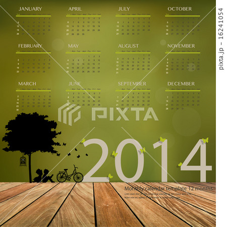 2014 calendar, tree design. Vector illustration. 2014 calendar, tree design. Vector illustration. 16241054