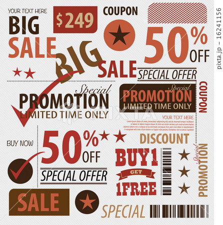 Word for Price tag, sale coupon, voucher. Vector illustration. 16241156
