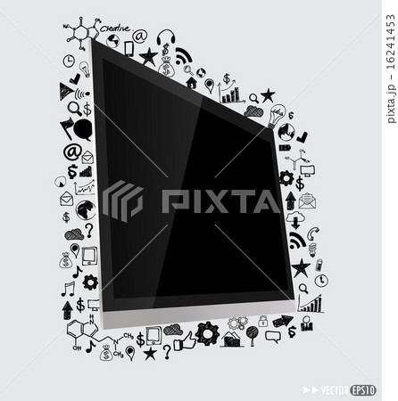 Computer display with application icon. Vector illustration. 16241453