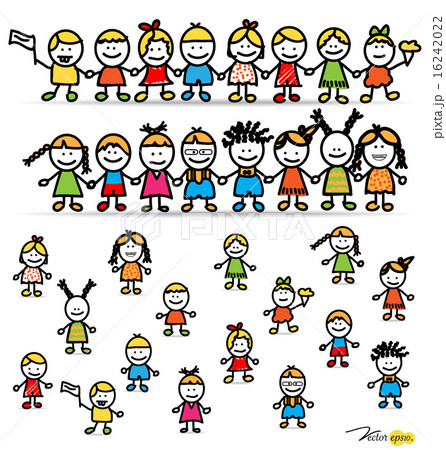 Set of cute happy cartoon kids. Vector illustration. 16242022
