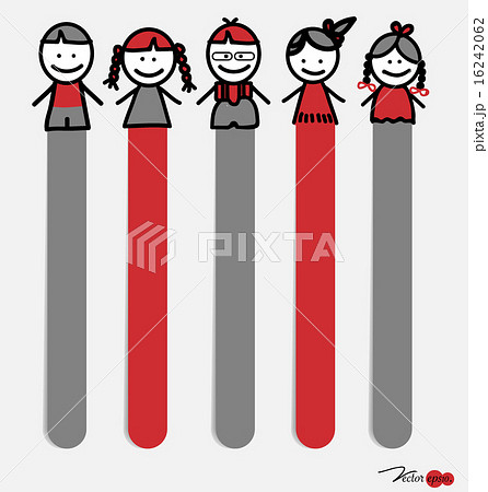 Cute happy cartoon kids, sticky notes. Vector illustration. 16242062