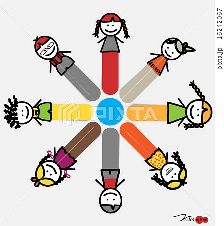 Cute happy cartoon kids, sticky notes. Vector illustration. 16242067