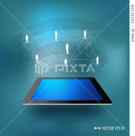 Modern technology thin tablet with social network. Vector Illust Modern technology thin tablet with social network. Vector Illust 16242108
