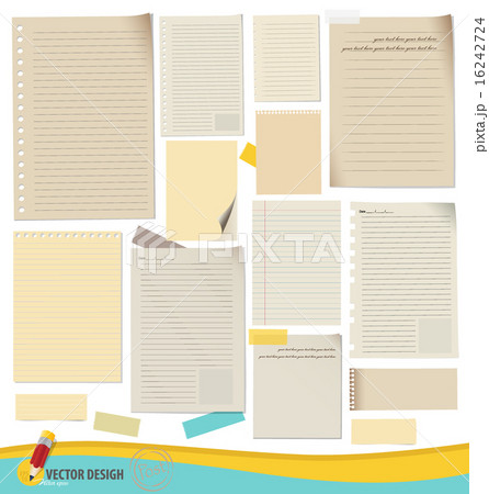 Collection of various note papers, ready for your message. Vecto Collection of various note papers, ready for your message. Vecto 16242724