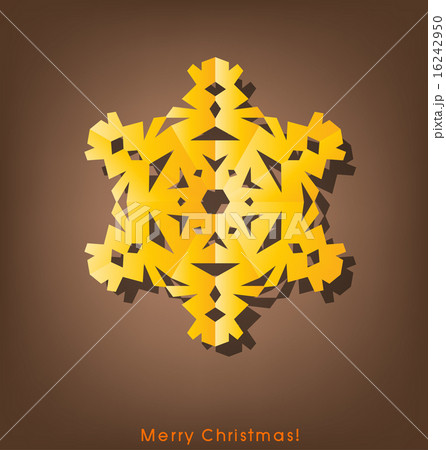 Vintage Christmas postcard with origami snowflake, vector illust 16242950