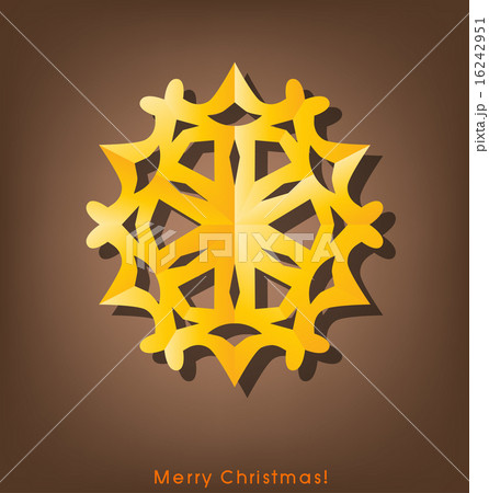 Vintage Christmas postcard with origami snowflake, vector illust 16242951