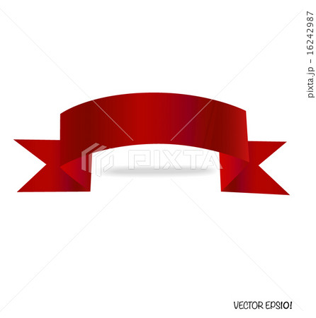 Shiny red ribbon on white background with copy space. Vector ill 16242987