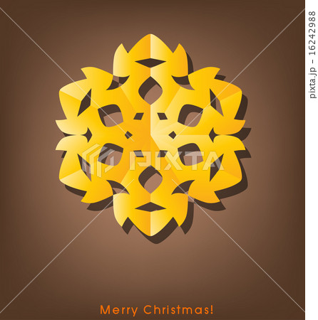 Vintage Christmas postcard with origami snowflake, vector illust Vintage Christmas postcard with origami snowflake, vector illust 16242988