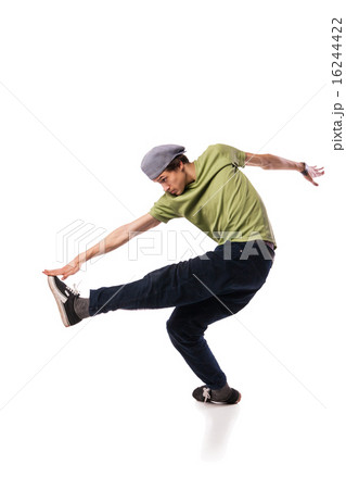 Hip hop dancer performing isolated over white 16244422