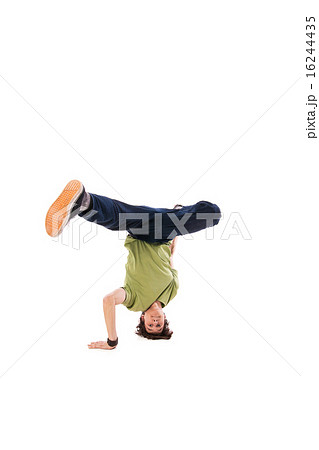 Hip hop dancer performing isolated over white 16244435