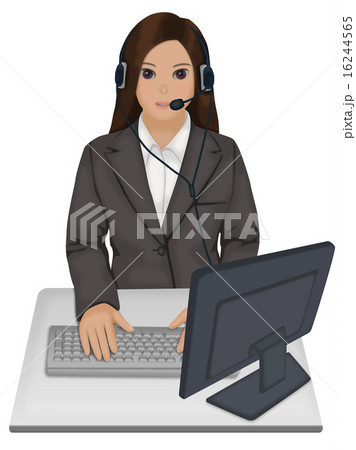 ビジネスシーン ハンズフリー電話対応のイラスト素材