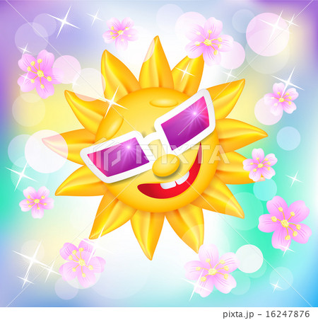 Smiling shines sun in glasses with flowers 16247876