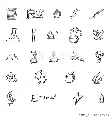 Doodle Science Icon Setのイラスト素材