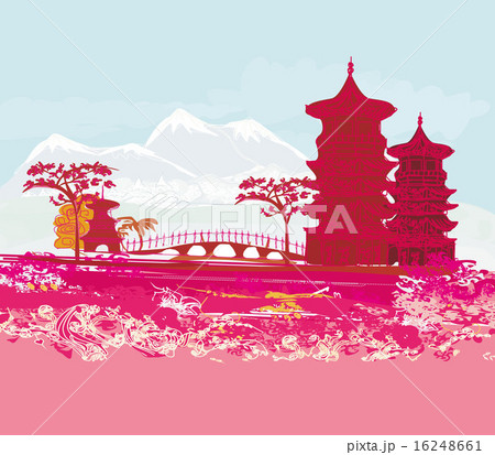 Chinese temple on abstract Asian Landscape Chinese temple on abstract Asian Landscape 16248661