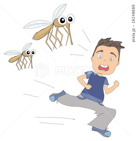 boy runs away from mosquitoes boy runs away from mosquitoes 16248689