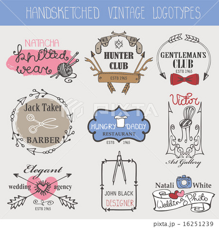 Vintage logotypes set.Doodle hand sketchy 16251239