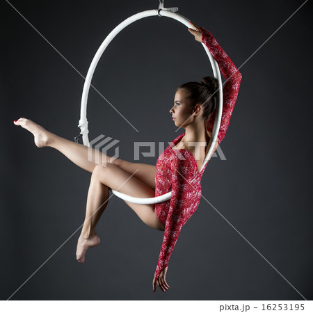Image of sexy acrobatic girl posing with hoop 16253195