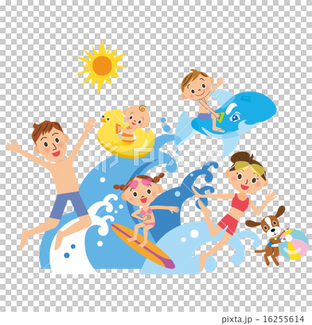 Family playing in the sea, pool 16255614