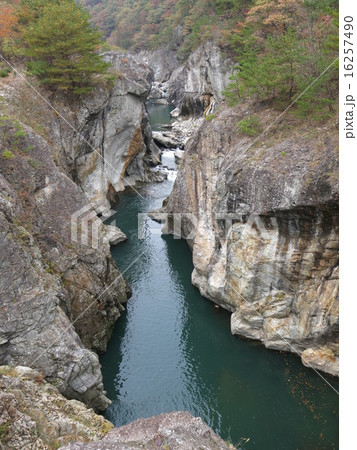 むささび橋から見た紅葉の龍王峡（青龍峡） 16257490