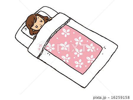 ふとんで眠る女性のイラスト素材 16259158 Pixta
