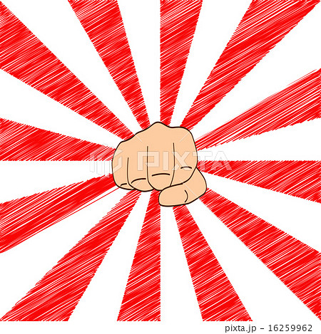 パンチ_太い線_背景赤の放射状落書き調 16259962