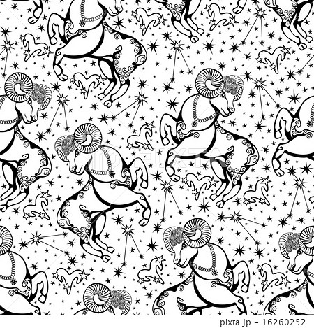 Aries zodiac sign,stars in seamless pattern Aries zodiac sign,stars in seamless pattern 16260252