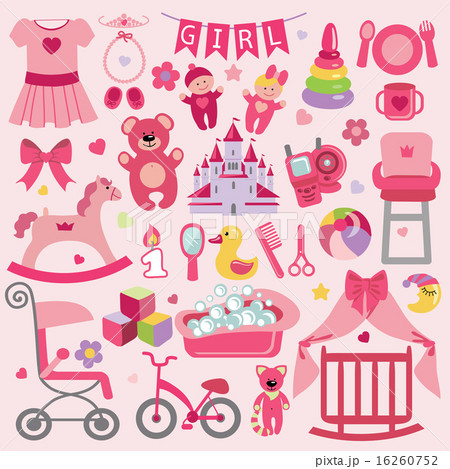 Baby items icons set, cartoon style (1357208)