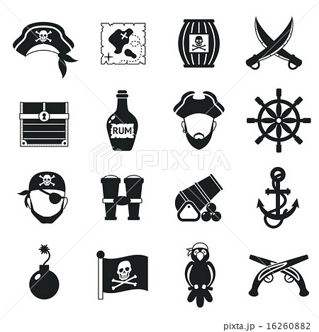 Pirate Icons Set Blackのイラスト素材