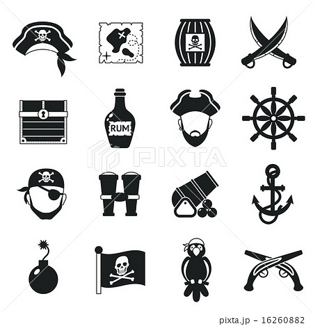 Pirate Icons Set Blackのイラスト素材 16260882 Pixta