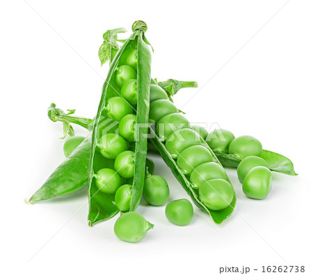Fresh green peas pods isolated on white background 16262738