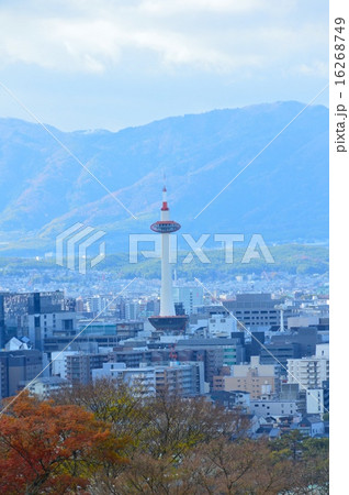 清水寺の舞台から京都タワー方面を望む（京都市東山区清水）の写真素材