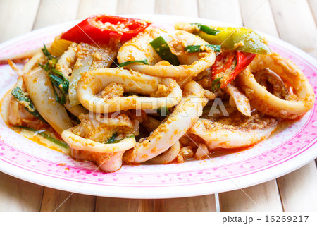 Fried squid in yellow curry powder. Fried squid in yellow curry powder. 16269217