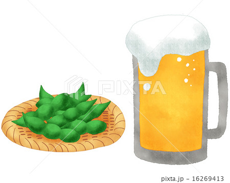 ビールと枝豆のイラスト素材