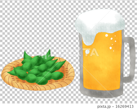 ビールと枝豆のイラスト素材