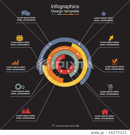 Infographic report template with lines and icons. Vector 16275325
