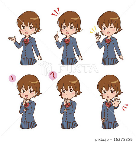 女の子 学生 バリエーションのイラスト素材