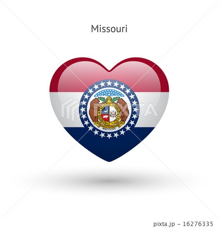 Love Missouri state symbol. Heart flag icon. 16276335
