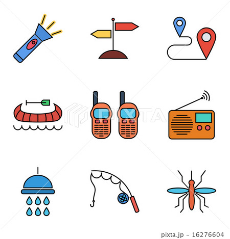Camping flat vector icon set 16276604