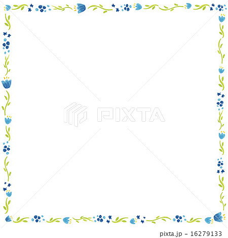 フレーム 青い花 正方形のイラスト素材
