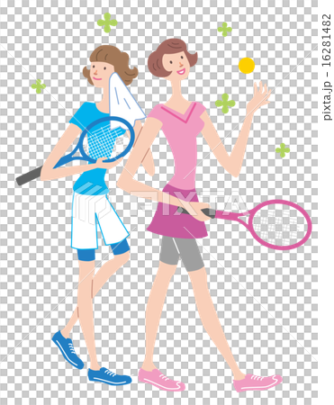 テニス　女性　二人　イラスト 16281482
