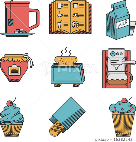 Cafe menu flat icons vector collection Cafe menu flat icons vector collection 16282542