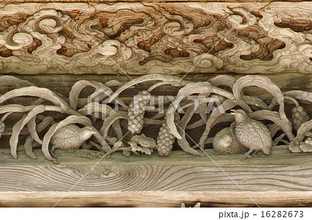 信州安曇野　有明山神社の山門「裕明門」の彫刻群（立川流　清水虎吉彫） 16282673