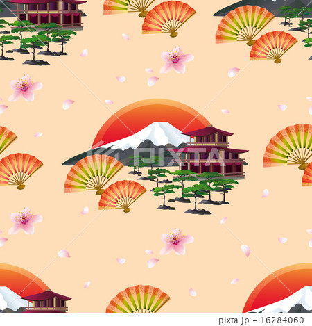 Japanese abstract background with fans, landscape 16284060