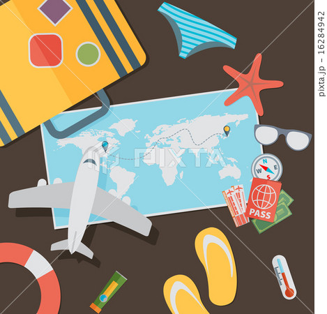 flat travel with airplane illustration design flat travel with airplane illustration design 16284942